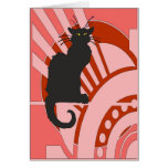 Art déco de chat noir cartes de vœux
