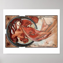 Art déco de danse de femme de danse de Mucha Posters