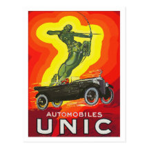Art déco français d'annonce de voiture ancienne carte postale