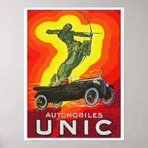 Art déco français d'annonce de voiture ancienne posters