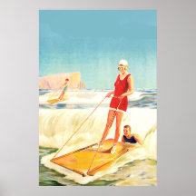 Art déco surfant de poster vintage