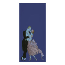 Art déco vintage, danse de mariage d'amour de nouv carte double