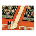 Art déco vintage épousant, nouveaux mariés de mari cartes postales
