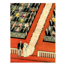 Art déco vintage épousant, nouveaux mariés de mari carte postale