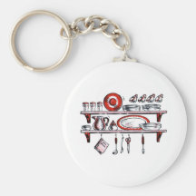 Art démodé lunatique de cuisine porte-clés