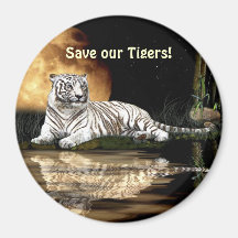 Art d'imaginaire de tigre blanc et de pleine lune aimant