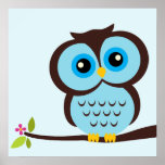 Art du mur des enfants de hibou de bande dessinée poster