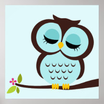 Art du mur des enfants de hibou de bande dessinée posters