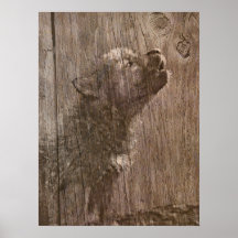 Art en bois de chiot de loup posters