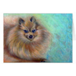 Art en pastel de carte de Pomeranian