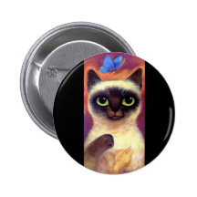 Art félin de papillon de chat siamois - multi badge