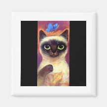 Art félin de papillon de chat siamois - multi magnets