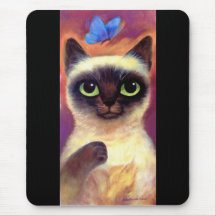 Art félin de papillon de chat siamois - multi tapis de souris