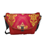 Art floral d'or sans couture sur le sac messenger  sacoches