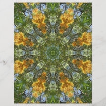 Art jaune 6 de kaléidoscope de fleur d'arbre tract personnalisé
