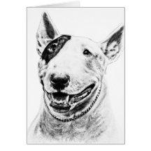 Art mignon de chien de bull-terrier cartes de vœux