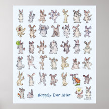 Art mignon de mur de crèche de décor de 39 lapins  posters