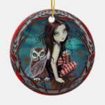 Art mignon d'imaginaire de fée et de hibou ornements de noël