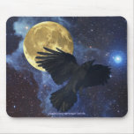 Art Mousepad d'imaginaire de corneille, de lune et Tapis De Souris