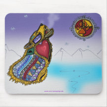 Art mystique Mousepad d'Ojibwe-style de loup Tapis De Souris