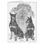 Art noir/bronzage de chien de Pinscher de doberman Carte De Vœux