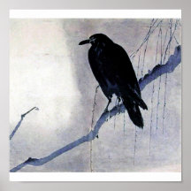 Art noir d'antiquité de corbeau d'oiseau posters