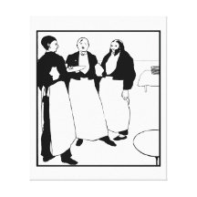 Art noir et blanc Garçons de café Toile Tendue Sur Châssis