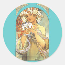 Art Nouveau - Alphonse Mucha "fleur " Adhésifs