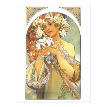 Art Nouveau - Alphonse Mucha "fleur " Carte Postale