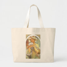 Art Nouveau - Alphonse Mucha "fleur " Sac En Toile