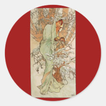 Art Nouveau - Alphonse Mucha - hiver Autocollants