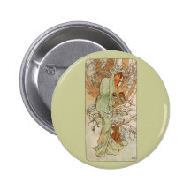 Art Nouveau - Alphonse Mucha - hiver Badge
