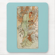 Art Nouveau - Alphonse Mucha - hiver Tapis De Souris