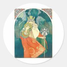 Art Nouveau de ~ d'Alphonse Maria Mucha Autocollant Rond