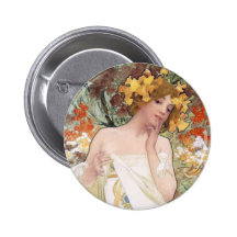 Art Nouveau - Mucha - annonce de parfum Badge
