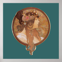 Art Nouveau - tête bizantine, l'affiche de brune
