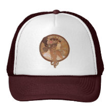 Art Nouveau - tête de Byzantin d'Alphonse Mucha Casquettes