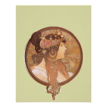 Art Nouveau - tête de Byzantin d'Alphonse Mucha Cartons D'invitation
