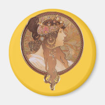 Art Nouveau - tête de Byzantin d'Alphonse Mucha Aimant