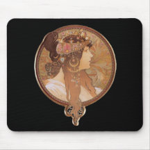 Art Nouveau - tête de Byzantin d'Alphonse Mucha Tapis De Souris