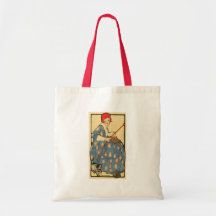 Art Nouveau - tricot de fille avec son chat Sac