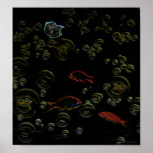 Art numérique futuriste de poissons par des bourge posters