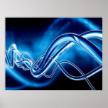 Art numérique - ondes sinusoïdales bleues posters