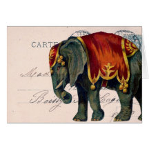 Art numérique vintage de carte postale d'éléphant,