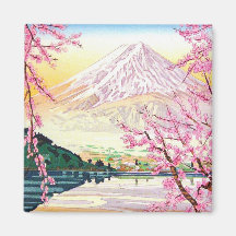 Art oriental frais de cerisier de ressort de Fuji  Magnets