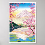 Art oriental frais de cerisier de ressort de Fuji  Affiche