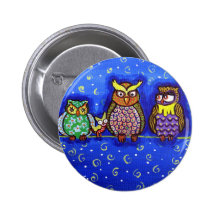Art populaire d'amusement de réunion de hibou badges avec agrafe