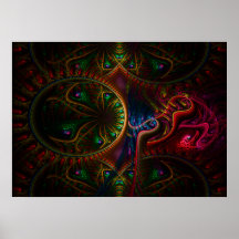 Art psychopathe de fractale de flamme de vitesses posters