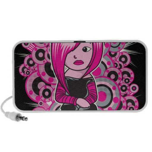 art punk de vecteur de fille d'emo de cheveux rose haut-parleurs iPod
