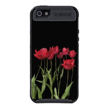 Art rouge d'imaginaire de tulipes pour le cas de S Étuis iPhone 5
